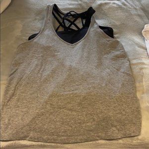Hyba Women Gray Black Workout Tank Top With Bra Size Medium